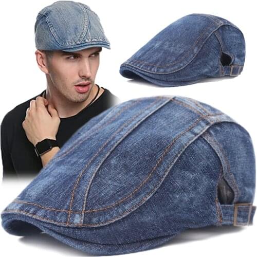 Adjustable Denim Newsboy Cap for Men Women Casual Unisex Jeans Beret Hat Solid Color Newsboy Cap Spring Autumn Hats Men Winter