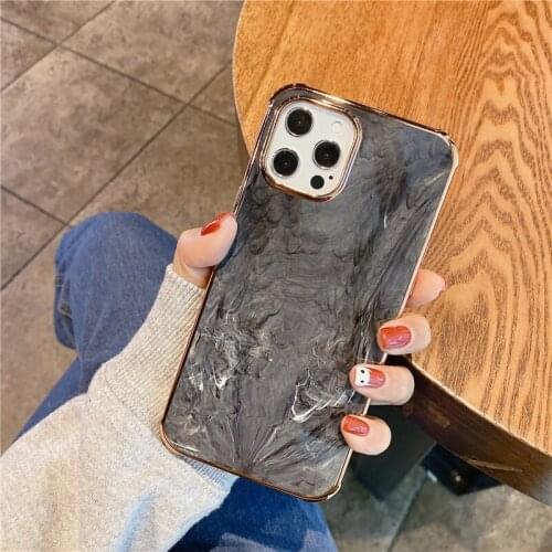 Luxury Glossy plating marble protection Soft silicon phone case for apple iphone 7 8 Plus X XS XR MAX 11 Pro SE 2 12 MiNi Cover