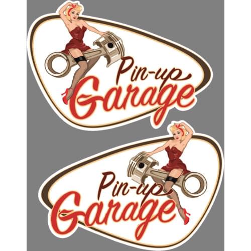 Pin Up Garage Old School Sticker Bobber Cafe Racer Retro Sticker high quality PVC Windshield Bumper Motorcycle Helmet Decal