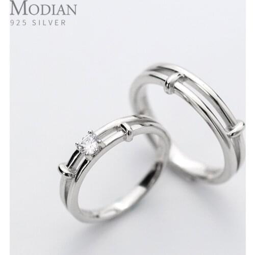 Modian Dazzling AAA Zircon Double Circle Ring for Men Women 925 Sterling Silver Fashion Lovers Ring Wedding Statement Jewelry