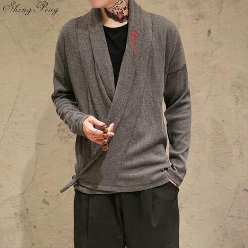 Traditional chinese clothing for men long sleeve shirt oriental clothing traditional chinese men clothing shanghai tang Q006