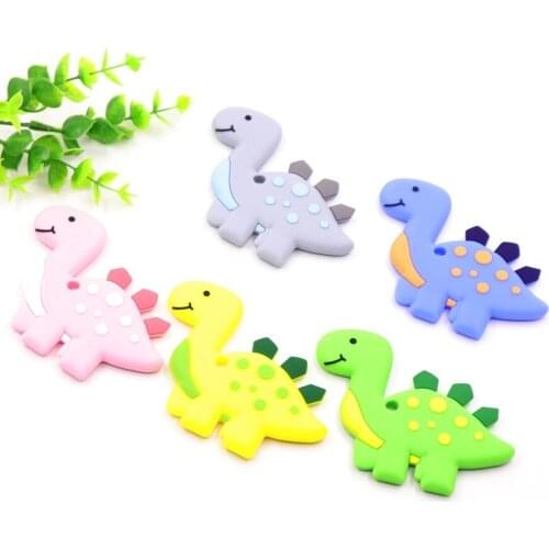 UXDXU 1pcs cute dinosaur baby silicone teether toy pendant chewing pacifier clip pacifier chain accessories Bpa free gift