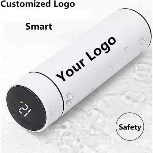 Men Vacuum Water Bottle Smart Display Temperature 500ML Cute Style Safety 304 Stainless Steel Heat Preservation Business Use