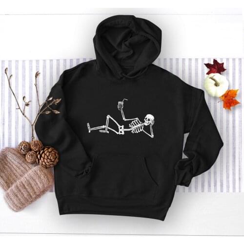 European Style Woman Hoodies Long Sleeve Fleece Sweatshirt Funny Skeleton Drop Shipping Woman Hoodies