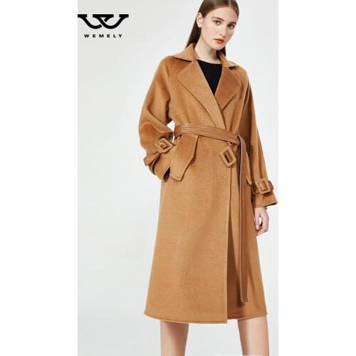 Water ripple double-sided cashmere coat womens medium length 2021 new Korean autumn and winter fashion loose wool coat