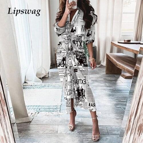 Summer Elegant Women Dress Pleated Bandage Button V-Neck Party Dresses 2021 Office Lady Fashion Letter Print Long Dress Vestidos