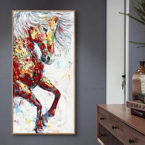 100% Abstract Handmade Modern Canvas on Oil Palette Knife Horse 3D Animals Painting Home Living Room Decor Wall Art