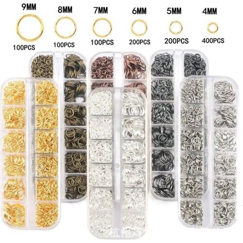 1100P 7 Styles 4-9MM DIY Jewelry Findings Material Beads Cup Earring Hook Jump Ring Hook Pin Box Sets Jewelry Making Findings
