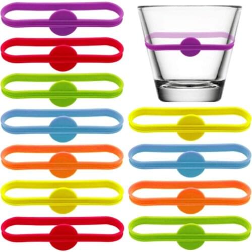 12pcs Beer Glass Cup Wine Glass Bottle Strip Tag Marker Glass Identifier Recognizer for Bar Party Home Use