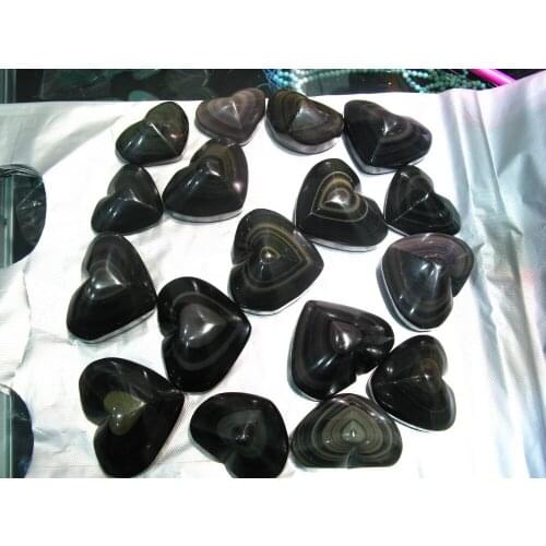 16 Natural rainbow obsidian Crystal quartz Polished heart