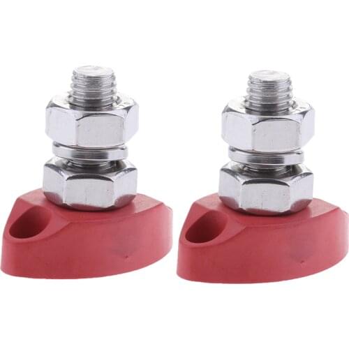 2 Pieces Red Junction Block Power Post Set Insulated Terminal Stud 8mm