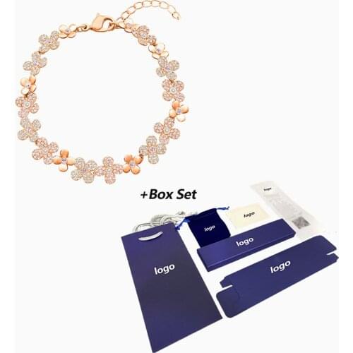 2021 Fashion Swa Jewelry New Elderflower Bracelet Pink Charming Flower Decoration Rose Gold Bracelet Female Romantic Jewelry