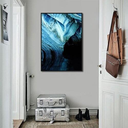 Abstract Blue Stone Wall Scenery Canvas Painting Wall Art Minimalist Picture Posters Print Craft Living Room Bedroom Decoration