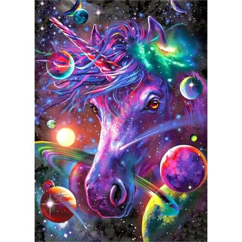 5D Diy Full Round/Square Diamond Painting “Unicorn & Starry Sky" 3D Embroidery Cross Stitch Rhinestone Mosaic Home Decor Yc185