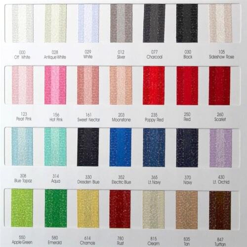 3 9 16 22 25 38MM Width 100% polyester Silver Purl Grosgrain Satin ribbons SP01