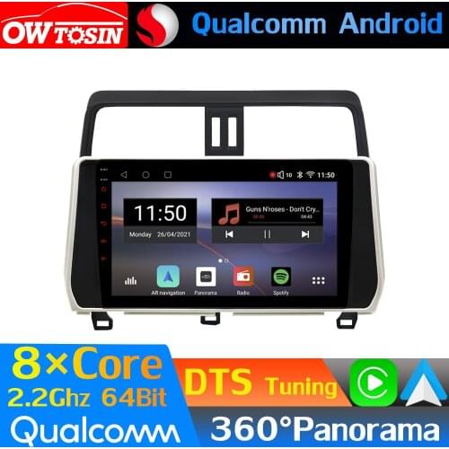 Qualcomm 8Core Android Car Media For Toyota Land Cruiser Prado 150 2017-2021 GPS 360 Panoramic Radio CarPlay Auto DTS HIFI DSP