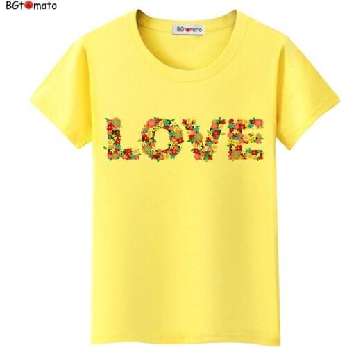 BGtomato Summer tshirt New Fashion t shirt women Lovers Tops Femmes Tees flowers haut femme Womens tshirts korean clothes