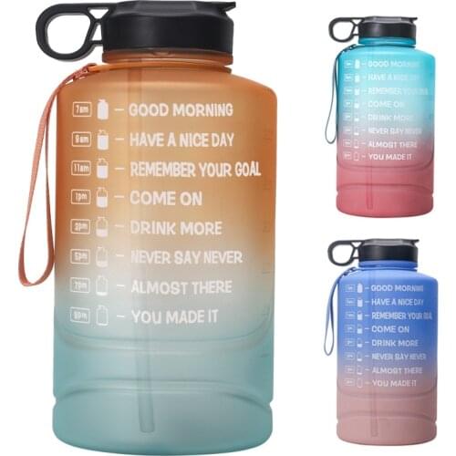 2.2L/74oz Motivational Time Marker Water Bottle With Straw BPA Free Leakproof For Fitness Gym Sports Garrafa Bottles Large Cup