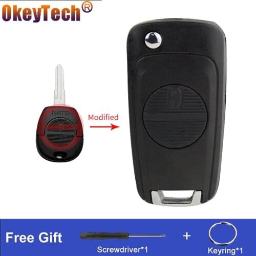 OkeyTech 2 BT Modified Flip Remote Key Shell For Nissan Micra Almera Primera X-Trail Replacement Car Key Case Fob A32 A33 Blade