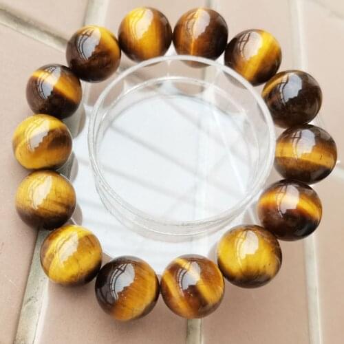 8mm 10mm 12mm 14mm 16mm Tiger Eye Round Art Women Men Beads Elastic Bracelet 7.5" FG9197