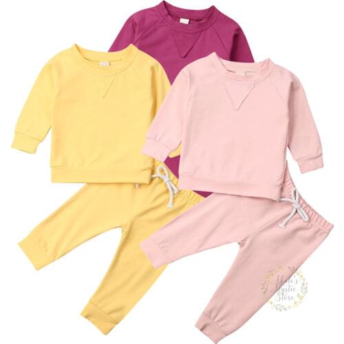 6M-4Years Cotton Toddler Kid Baby Boy Girl Clothing Set Casual Long sleeve Tops Pants Trousers Outfit Autumn Spring Clothes