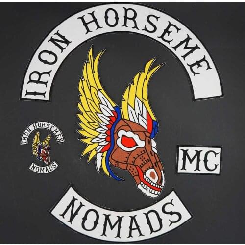 Iron Horse Nomads MC Large Embroidery Patch Biker Badge for Clothing Hat Bags Iron on Backing