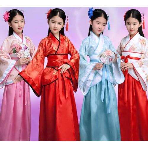 Costume Girls Children Kimono Traditional Vintage Ethnic Fan Students Chorus Dance Costume Japanese Yukata Kimono Style