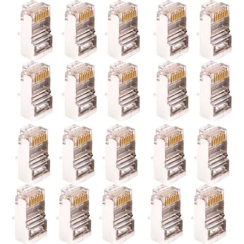 Crystal 8Pin RJ45 Modular Plug Rj-45 Network Cable Connector Adapter for Cat5 Cat5e Cat6 Rj 45 Ethernet Cable Plug(20pcs)