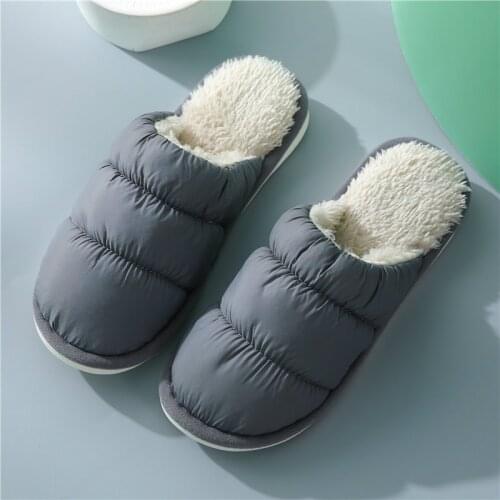 Male Winter Slipper Soft Soled Household Non-slip Shoes Solid Color Autumn Plush Slipper Cotton Fabric Indoor Warm Men Shoes