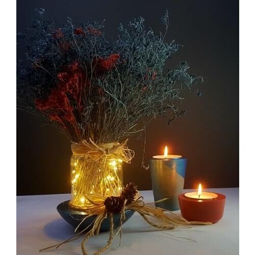 AYS Design Decorative Concrete Fairy Night Lamp Set 3'li