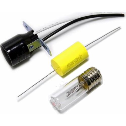 3-Piece Set 3W UV Bulb Light E17 Lamp Holder And Start Capacitor Black Light Bulb UV Sterilization Lamp with Ozone DIY Kit