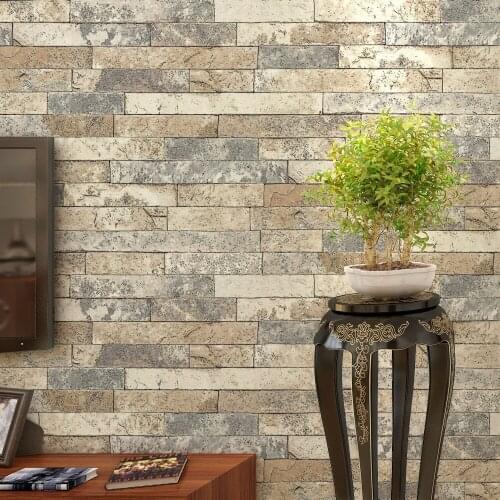 Wall Brick Retro Wallpaper For Walls 3 D Living Room Kitchen Pvc Waterproof Thickened 3d Stereoscopic Stone Brick Wallpaper Roll