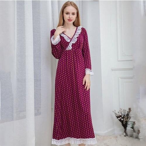 Autumn Breastfeed Nightdress Women with Chest Pad Sleepwear Cotton Comfort Long Sleeve Sleepgown For Women Sleepdress Homewear