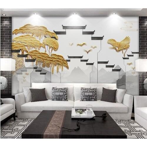 Customized wallpaper 3d new Chinese Anhui style horse head wall landscape painting TV background wall living room bedroom обои