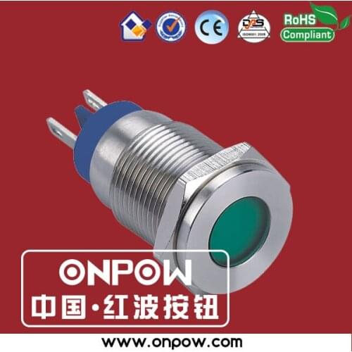 ONPOW 16mm anti-vandal flat head stainless steel indicator pilot lamp GQ16T-D/G/12V/S