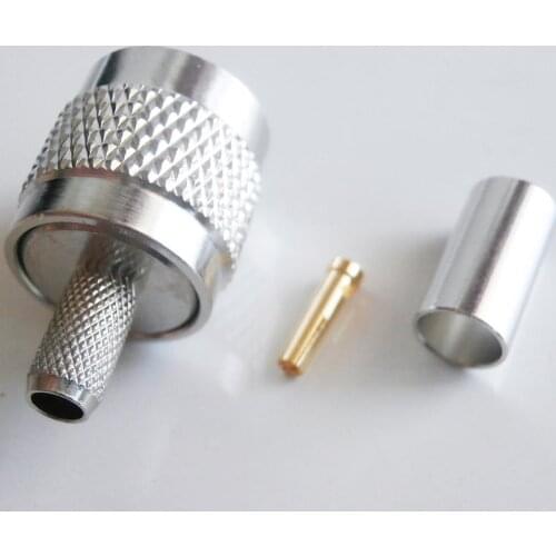RF Coax Connector Socket RPTNC RP TNC Male Crimp for LMR195 RG58 RG142 RG223 RG400 Cable Plug Nickel Plated Coaxial Adapters