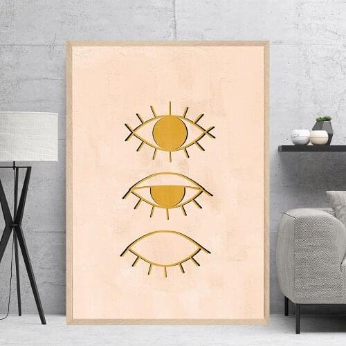 Modern Boho Style Abstract Eyes Canvas Painting Poster Print Wall Art Picture for Living room Interior Home Decor NO FRAME