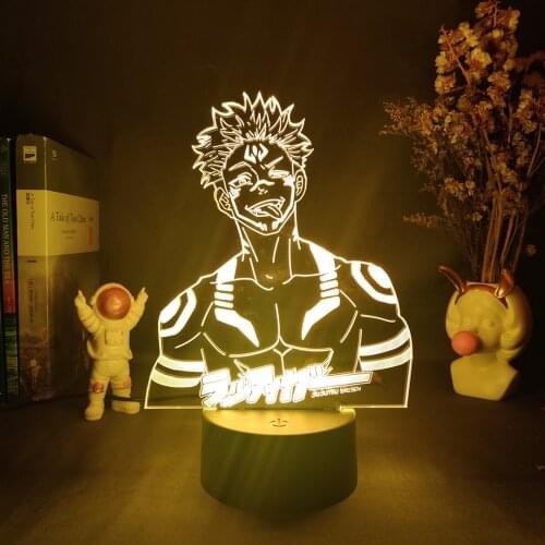 Anime Lamp Yuji Itadori Jujutsu Kaisen Character Ryomen Sukuna Lighting Decor Figure Otaku Desk 3D LED Sensor Light Novelty Gift