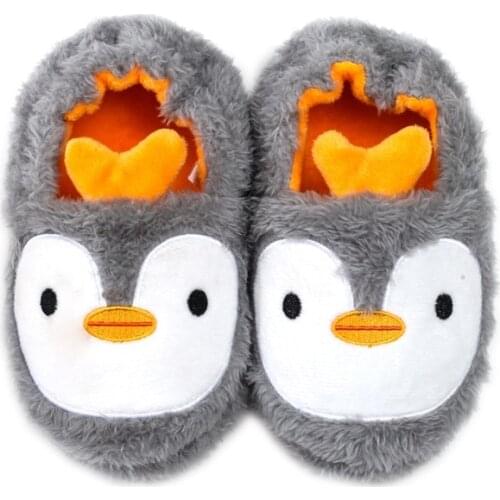 2021 Winter Cute Penguin Kids Slippers Comfortable Baby Warm Cotton Shoes Boys And Girls House Indoor Animal Plush Slippers