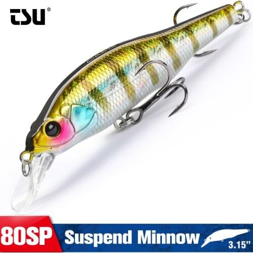 TSURINOYA Minnow 80SP Suspending Fishing Lure SABIE 80mm 10.3g Artificial Shiner Shad Pike Jerkbait Professional Bass Hard Baits