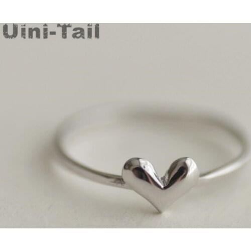 Uini-Tail hot new 925 sterling silver Korea cute sweet glossy heart-shaped open ring fashion tide flow jewelry high quality