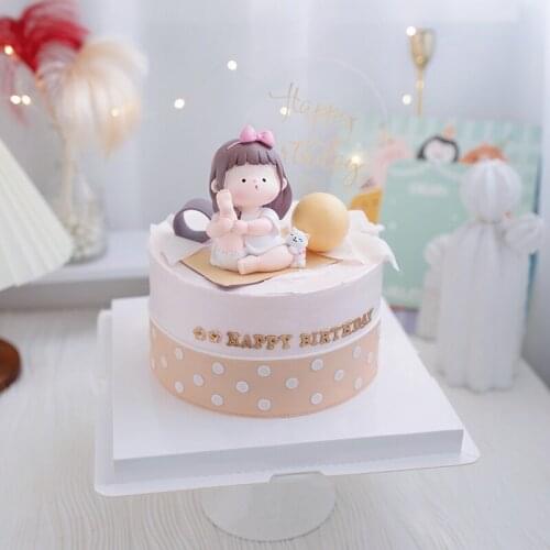 Girl Cake Decoration Yoga Cute fairy White Party Supplies Birthday Cake Topper Baby Shower Girl Pink Castle Baking Accessories
