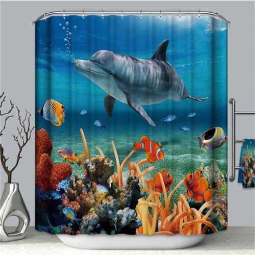 180*200cm 3D Printing Waterproof Cloth Shower Curtains With Hooks Bathroom Curtain For Home Hotel Bathing Curtain