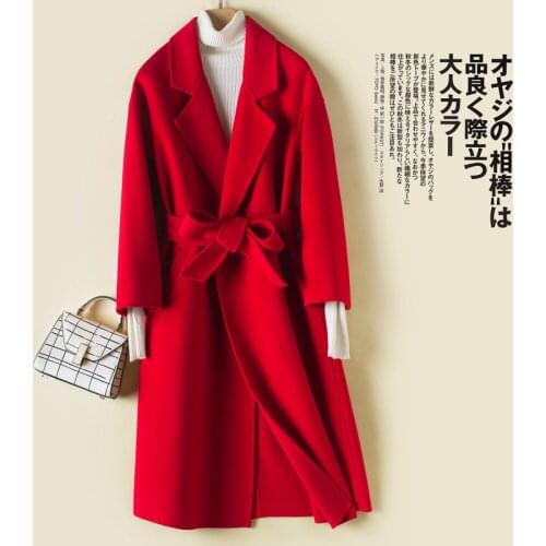 Women Wool Coat 2020 Fashion Long Wool Jacket With Belt Female Atumn Winter Warm Double Sided Overcoat casaco feminino LX2530