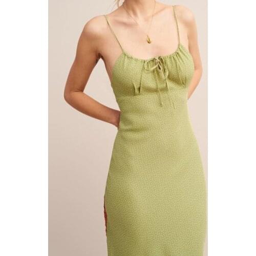 Women Dress Spring / Summer 2020 New Dress Polka Dot Print Halter Chiffon Midi Dress