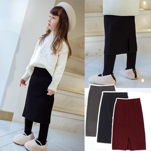 Winter Kids Skirts Student Knit Skirts High Waist Thick Stretchy Skirts Girl Dance Skirt Teenager Childrens Clothes Girl Skirts