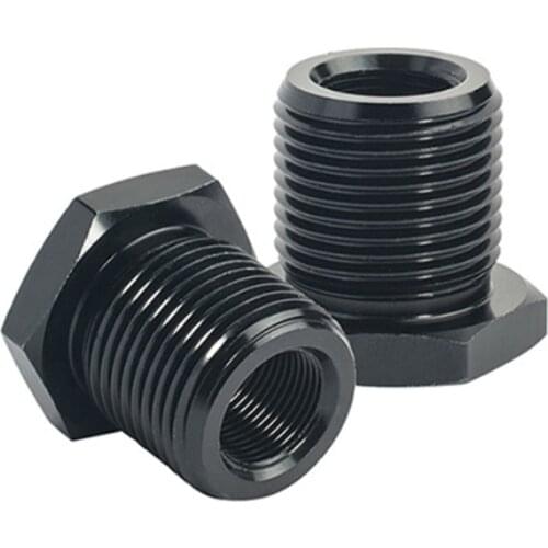 1Pc 1/2-28 to 3/4-16 Adapter Automotive Aluminum Alloy Thread Oil Filter Adapter Black