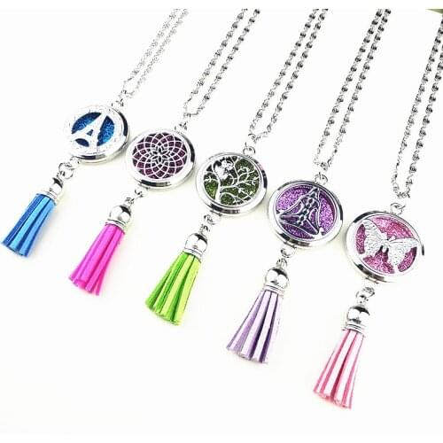 1pc Tower, butterfly Essential Oil Diffuser Necklace,Aromatherapy Perfume Locket pendent with tassel pad best party gift
