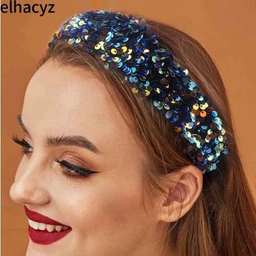 1PC Fashion Soft sponge Festival Headdress Sequin Glitter Hairband Shiny Hair Bows Hair Clips Women Hair Bands Hair Accessories
