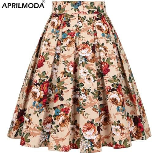 2021 New Arrival 50s 60s Cotton School Vintage Skirt High Waist Office 3XL Retro Vintage Plus Size Pleated Women Skirts Jurke